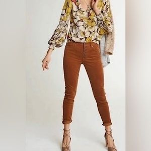 Women's cabi Burnt Orange Button Fly Skinny Corduroy Pants, size 12